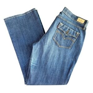 Levis 525 Perfect Waist Boot Cut Jeans Womens 16M Blue Medium Wash Stretch Denim